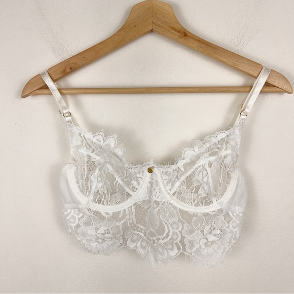 Gooseberry Intimates White Venice Balcony Bra & Full on Glam Demi Bra Lace Sz S - Picture 2 of 10